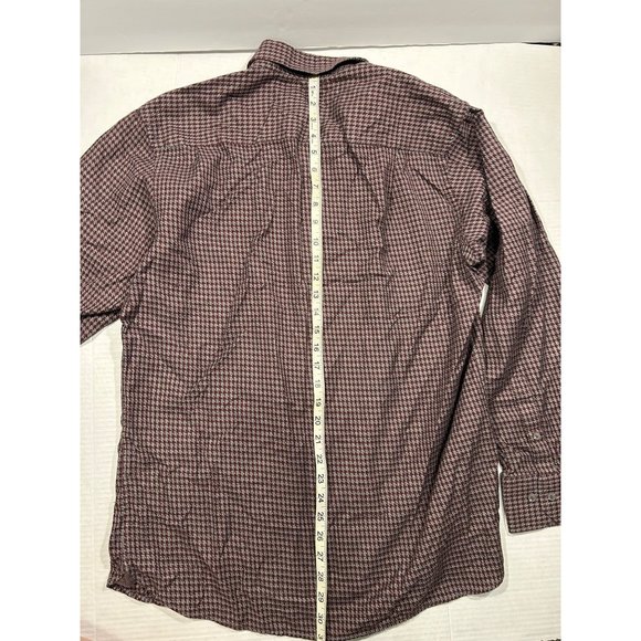 Luchiano Visconti Burgundy Houndstooth Long Sleeve Button Down‎ Mens Large - Picture 2 of 8